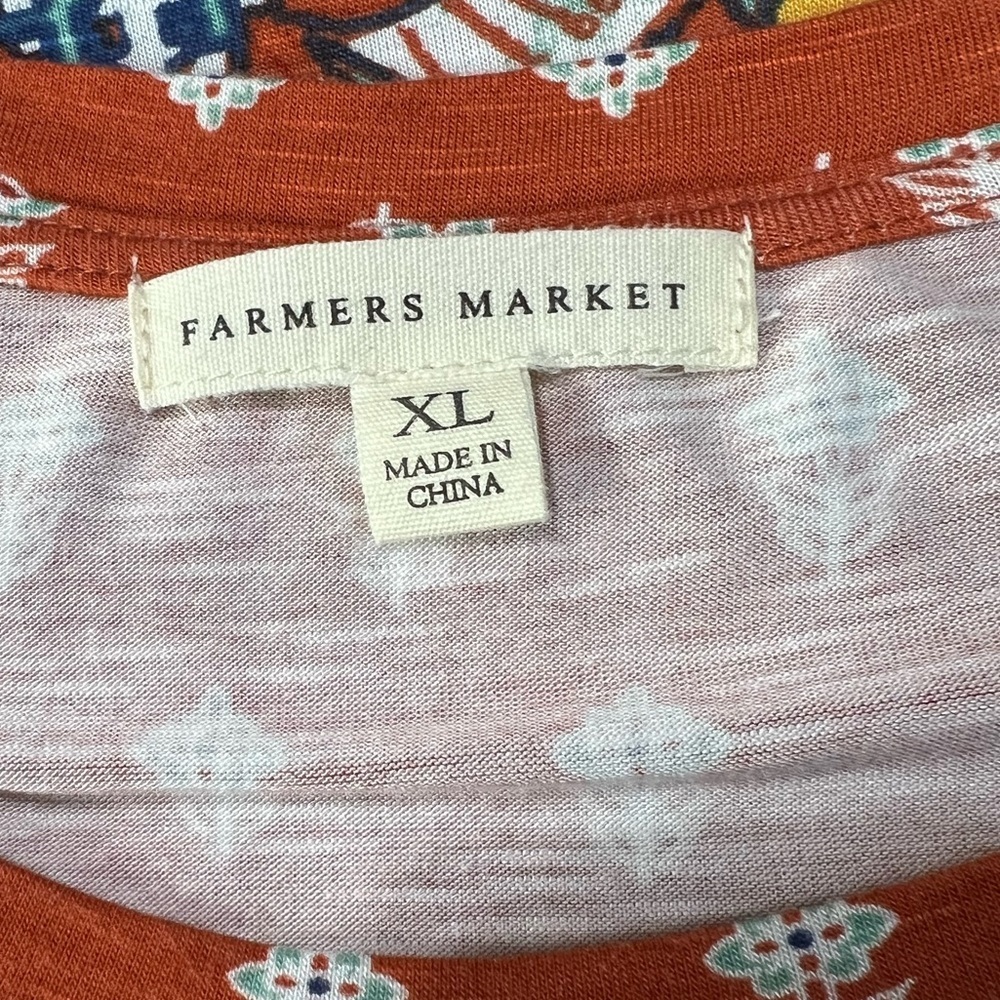 Farmers Market Floral Lotus Flower Round Neck Short Sleeve Tee Size XL - Picture 6 of 8